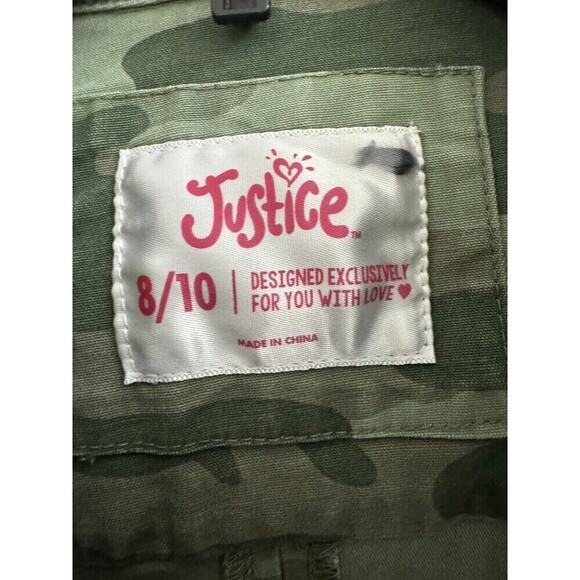 Justice Girls Camouflage Drawstring Waist Button Down Jacket Size 6/7 - Picture 10 of 15